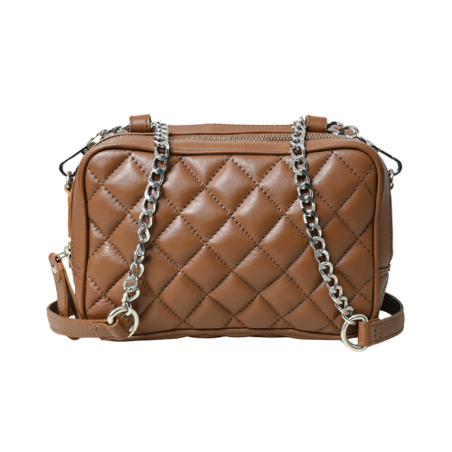 Mocha Luxe Quilted Chain Crossbody Bag